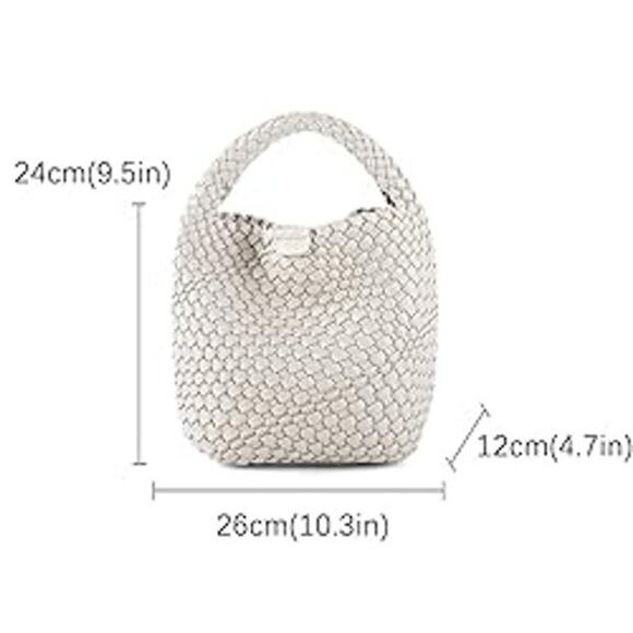 New Likebag Womens Creamy White Faux Leather Woven Handbag Purse Retro Bag - Picture 4 of 6